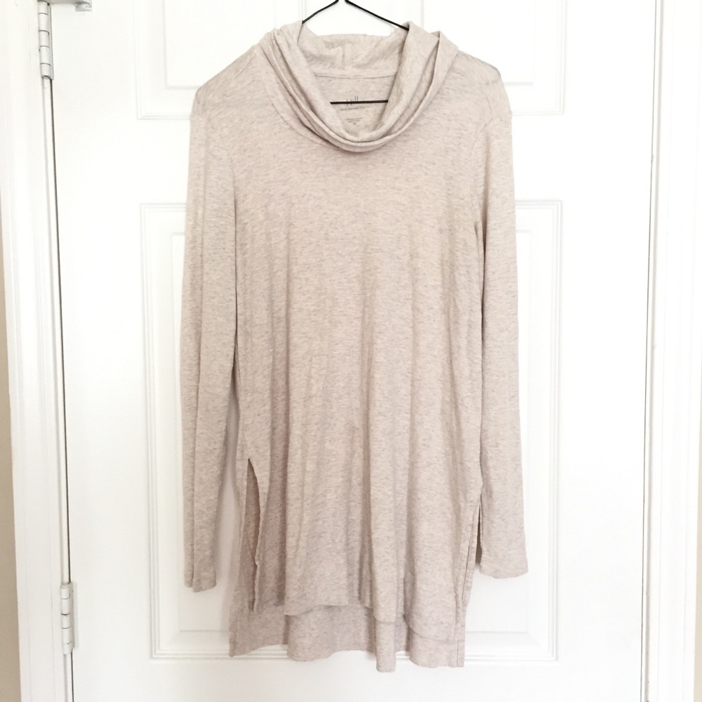 J. Jill Cream Pima Cotton Cowl-Neck Tunic